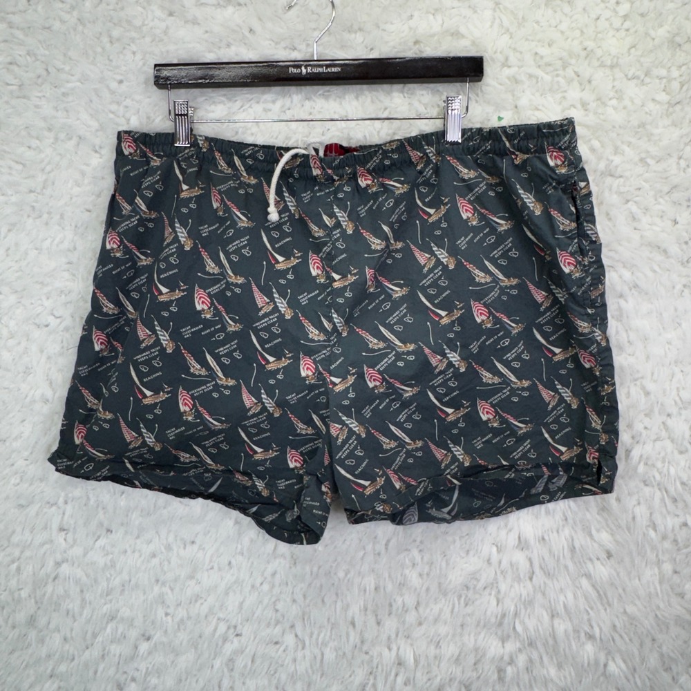 Polo Sport Ralph Lauren Swim Trunks XL Green Sailboat Nautical Yachting Shorts